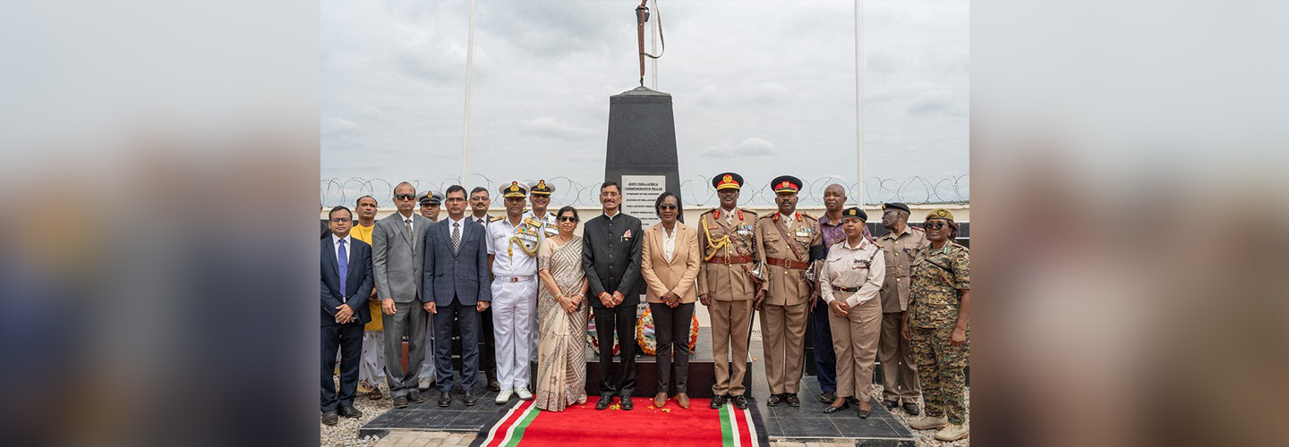  Raksha Rajya Mantri Shri Sanjay Seth and Kenya’s Defence Cabinet Secretary Ms Roselinda Soipan Tuya unveiled the India-Africa Commemorative Pillar at Mile 27, Taita Taveta County